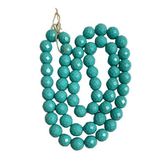 Vintage Faceted Turquoise Blue Glass Bohemian Beads 12mm