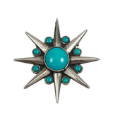 Sterling & Turquoise Starburst Mexican Pendant Brooch