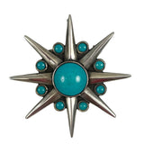 Sterling & Turquoise Starburst Mexican Pendant Brooch