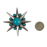 Sterling & Turquoise Starburst Mexican Pendant Brooch