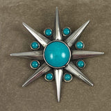 Sterling & Turquoise Starburst Mexican Pendant Brooch