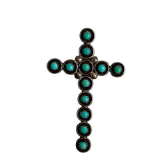 Sterling Silver & Turquoise Cross Pendant and Brooch Vintage Navajo