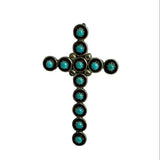Sterling Silver & Turquoise Cross Pendant and Brooch Vintage Navajo