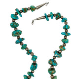 Turquoise & Sterling Silver Bead Necklace Navajo Silver Cones
