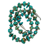 Turquoise & Sterling Silver Bead Necklace Navajo Vintage
