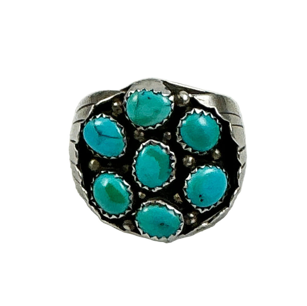 Men's Turquoise & Sterling Silver Navajo Ring Size 10.5