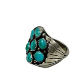 Men's Turquoise & Sterling Silver Navajo Cluster Ring 