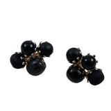 Black Vogue Beaded Clip On Earrings