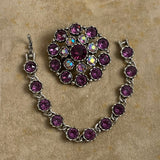 Weiss Amethyst Rhinestone Brooch & Bracelet