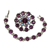 Weiss Amethyst Rhinestone Brooch & Bracelet