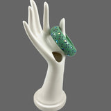 Weiss Turquoise Green Rhinestone Clamper Bracelet 1950's Signed