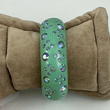 Weiss Turquoise Green Rhinestone Clamper Bracelet 1950's Signed