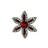 Weiss Red Rhinestone Floral Brooch Vintage