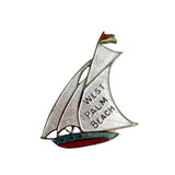 West Palm Beach Guilloche Enamel Sailboat Pin Art Deco