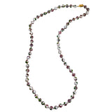 White Cloisonne 8mm Beaded Necklace Vintage