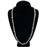 White Cloisonne 8mm Beaded Necklace Vintage