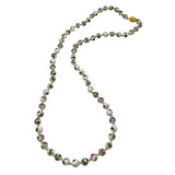 White Cloisonne 8mm Beaded Necklace Vintage