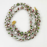 White Cloisonne 8mm Beaded Necklace Vintage