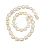 White Freshwater 12mm Oval Pearls Strand
