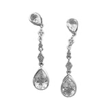 14K White Gold & White Topaz Long Drop Earrings