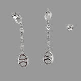 14K White Gold & White Topaz Long Drop Earrings