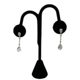 14K White Gold & White Topaz Long Drop Earrings