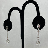 14K White Gold & White Topaz Long Drop Earrings