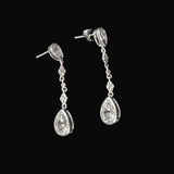 14K White Gold & White Topaz Long Drop Earrings