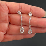 14K White Gold & White Topaz Long Drop Earrings