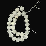Carved White Jade Flower Beads 14mm- Vintage