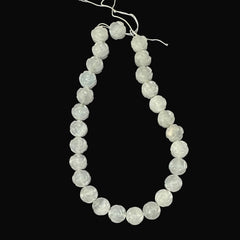 Carved White Jade Flower Beads 14mm- Vintage