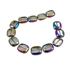 Rainbow Window Pane Glass Beads 14mm