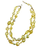 yellow crystal beaded necklace 1950's