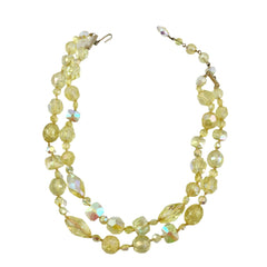 Double Strand Yellow Crystal Necklace Vintage