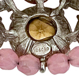 Pink Rhinestone Brooch Signed Yosca Vintage