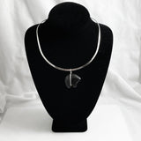 Zuni Black Jade & Sterling Silver Bear Pendant Necklace