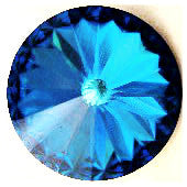 Swarovski Bermuda Blue 1122 Rivolis 14mm- Gold Foil Back Austrian