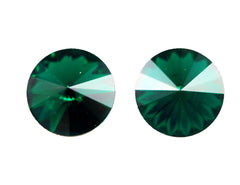 2 Swarovski Emerald 1122 Rivolis 18mm - Gold Foil Back Austrian