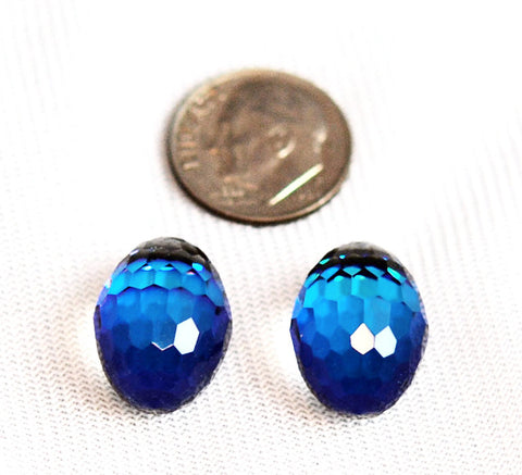 Swarovski 4873 Bermuda Blue Z Crystals (2) 18mm