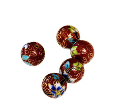 Cloisonne Rust Round Beads Vintage Chinese