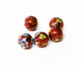 Cloisonne Rust Round Beads Vintage Chinese 14mm