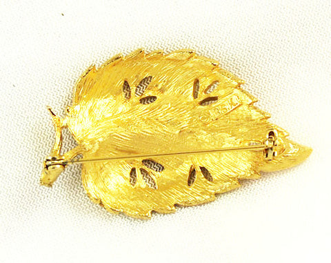 Leaves Brushed Vintage Gold Brooch Pin M-2921