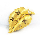 BSK Gold Plated Leaf Brooch Vintage