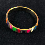 Colorful Bone and Brass Bangle Bracelet