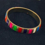 Colorful Bone and Brass Bangle Bracelet