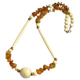 Carved Bone & Agate Necklace Ethnic Boho