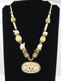 Vintage Carved Bone Elephant Necklace