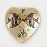 Large Carved Shell Heart Pendant 1977 Signed