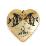 Large Carved Shell Heart Pendant 1977 Signed