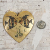 Large Carved Shell Heart Pendant 1977 Signed